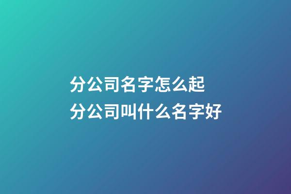 分公司名字怎么起 分公司叫什么名字好-第1张-公司起名-玄机派